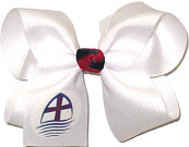 Large St Aloysius (Baton Rouge) White with Red and Navy Knot Bow